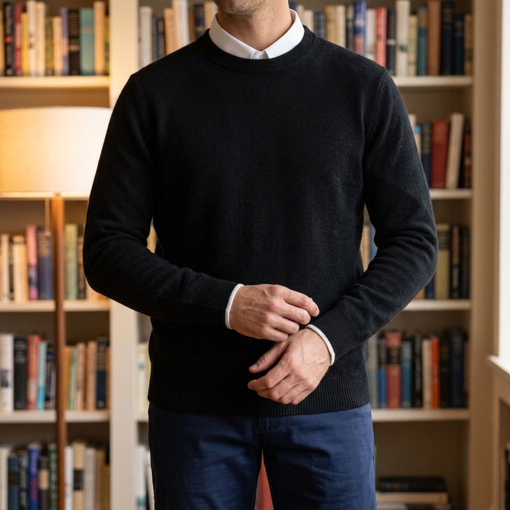 Herren Pullover mit Rippdetails in entspannter Passform