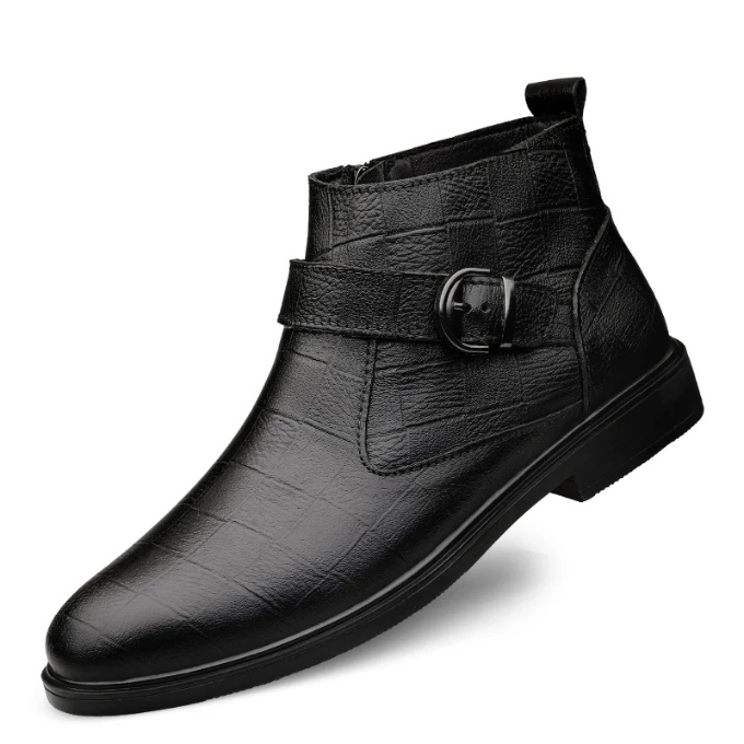 Herren Stiefel mit Reißverschluss und Schnalle