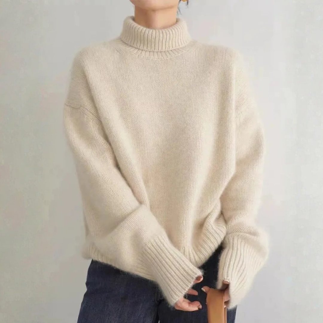 Damen Rollkragenpullover mit Rippbündchen in lockerer Passform