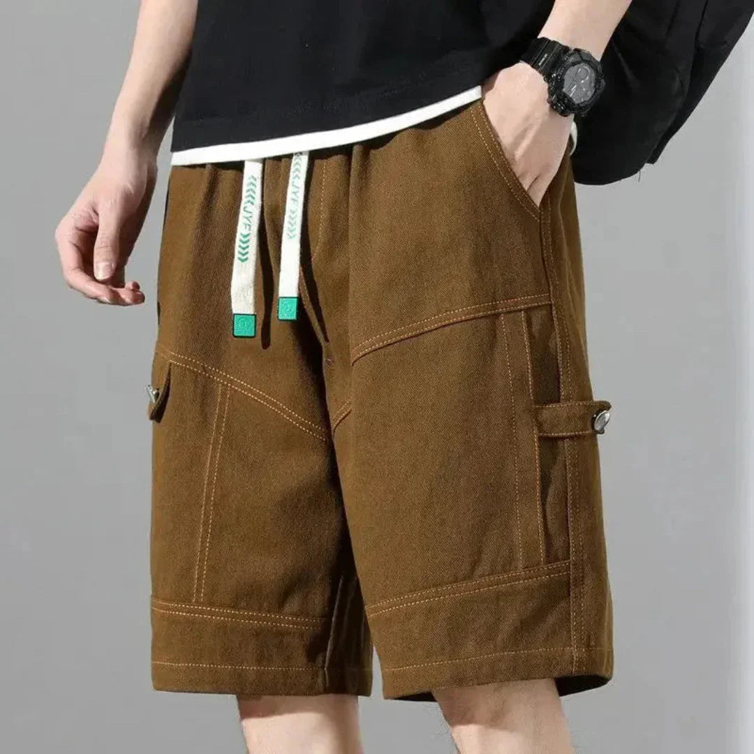 Cargo-Shorts Herren Relaxed Fit Freizeit mit Kordelzug und Taschen