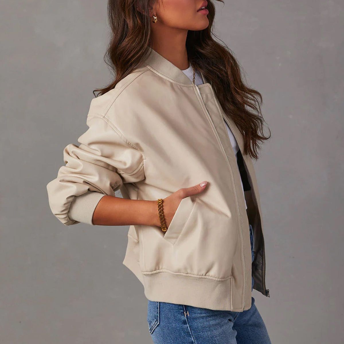 Damen Bomberjacke mit Rippbund