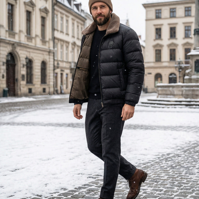Herren Jacke mit gefüttertem Kragen und leichter Steppung