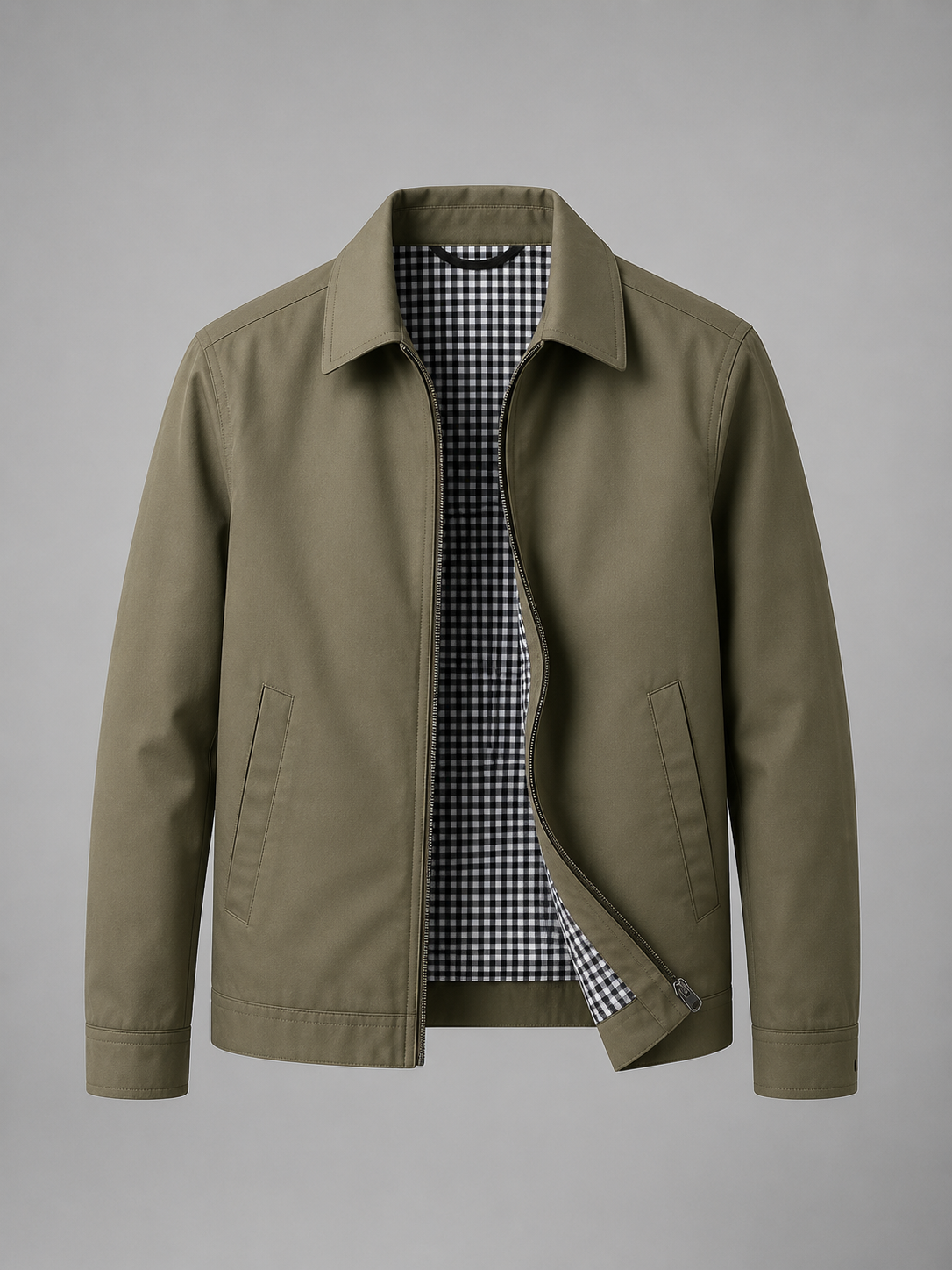 Herren Jacke mit spitzem Kragen und kariertem Futter