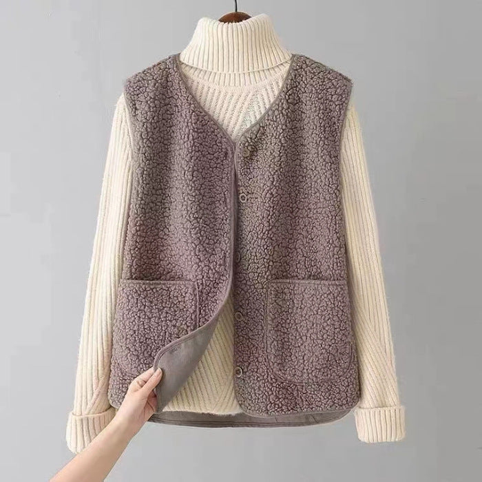 Damen Strickweste mit Knopfleiste und Seitentaschen
