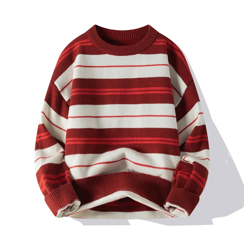 Herren Pullover mit Rundhalsausschnitt und Streifendesign