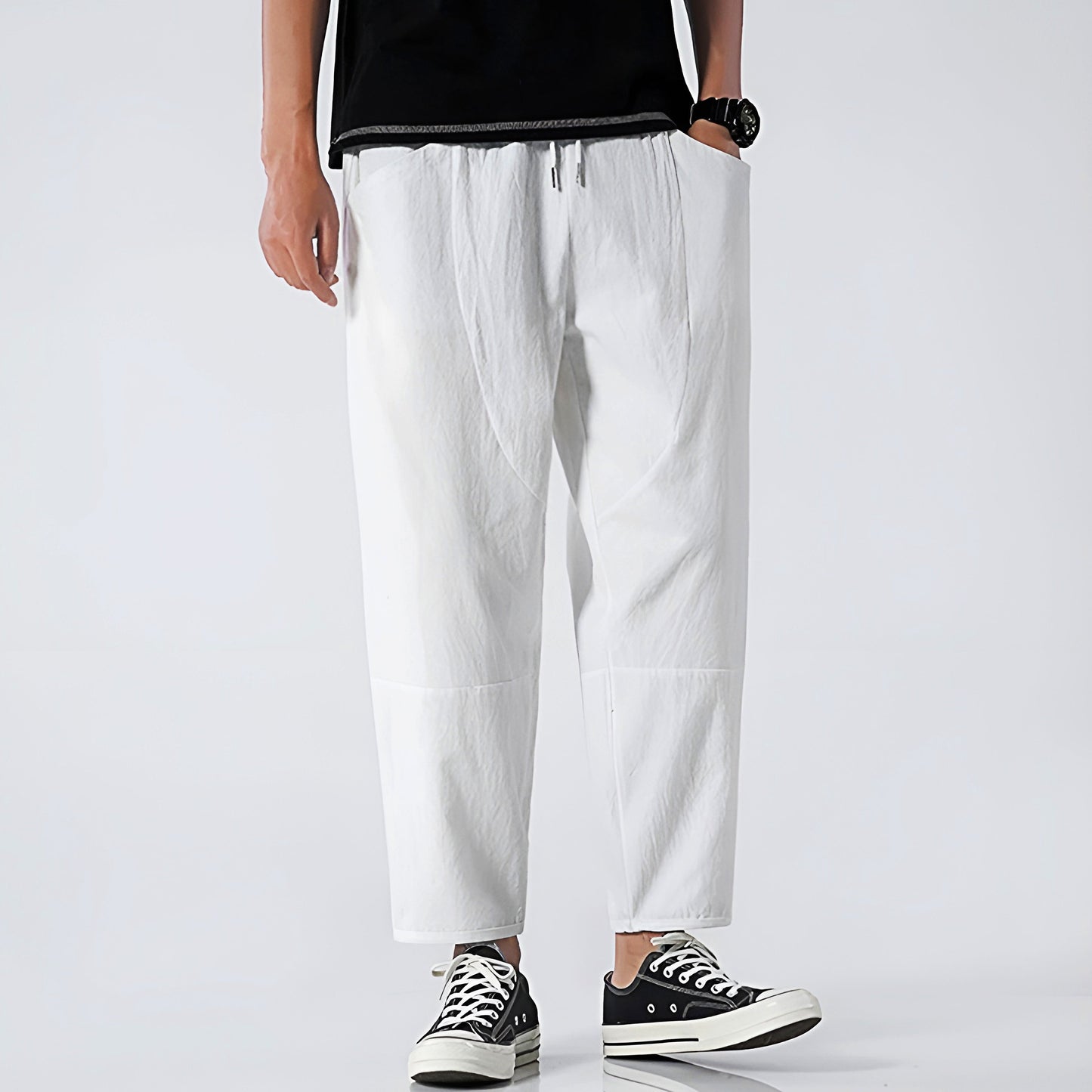 Urban Cropped Hose aus Baumwoll-Leinen-Mischung