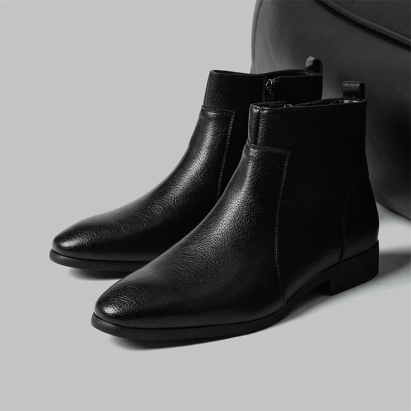 Herren Stiefel in Lederoptik mit Seitenreißverschluss