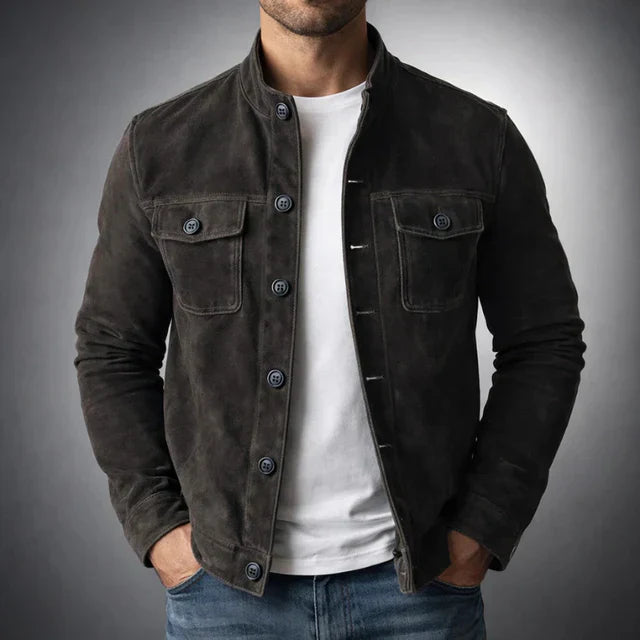 Jacke Herren Regular Fit Freizeit mit Stehkragen und Brusttaschen