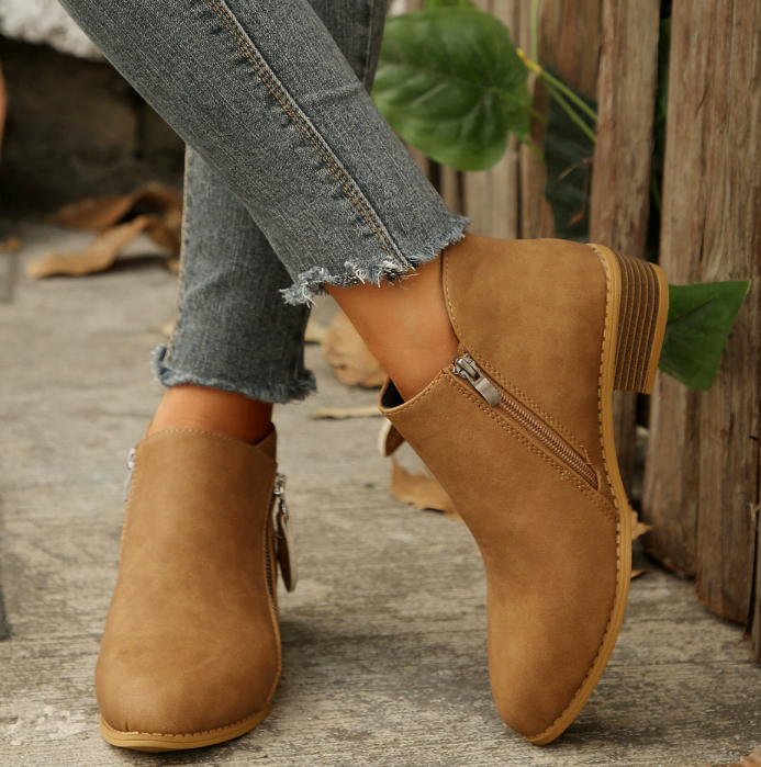 Damen Stiefeletten mit Seitenreißverschluss und gepolsterter Sohle