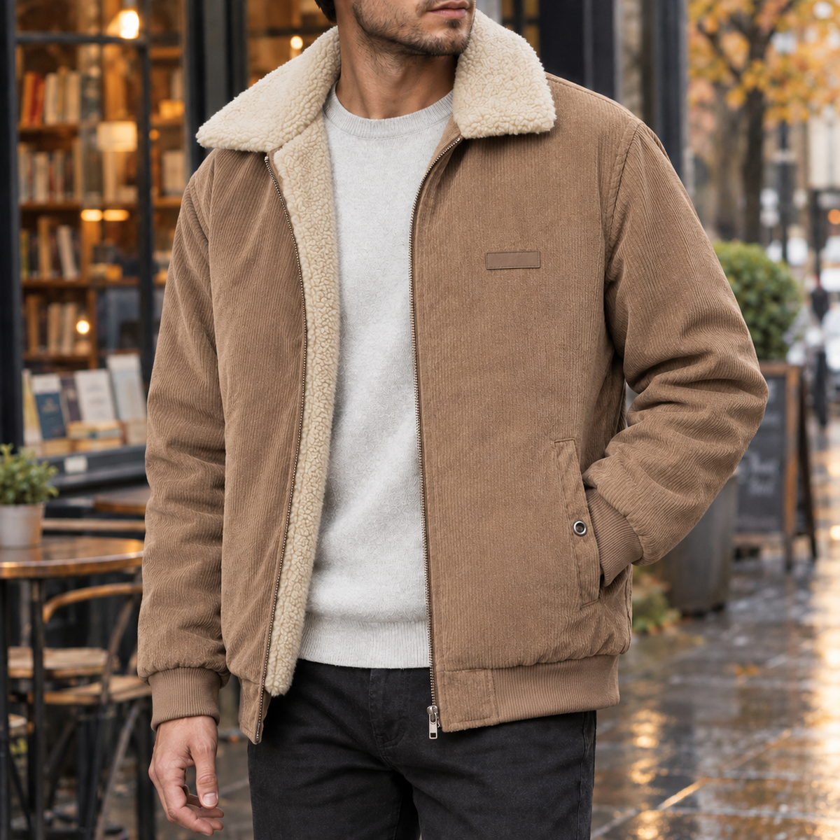 Herren Cordjacke gefüttert – Regular Fit, Freizeit