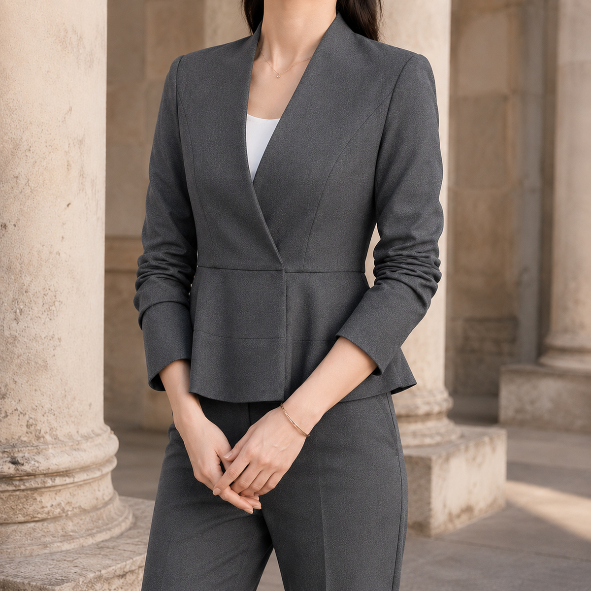Damen Slim Fit Peplum Blazer Business Elegant