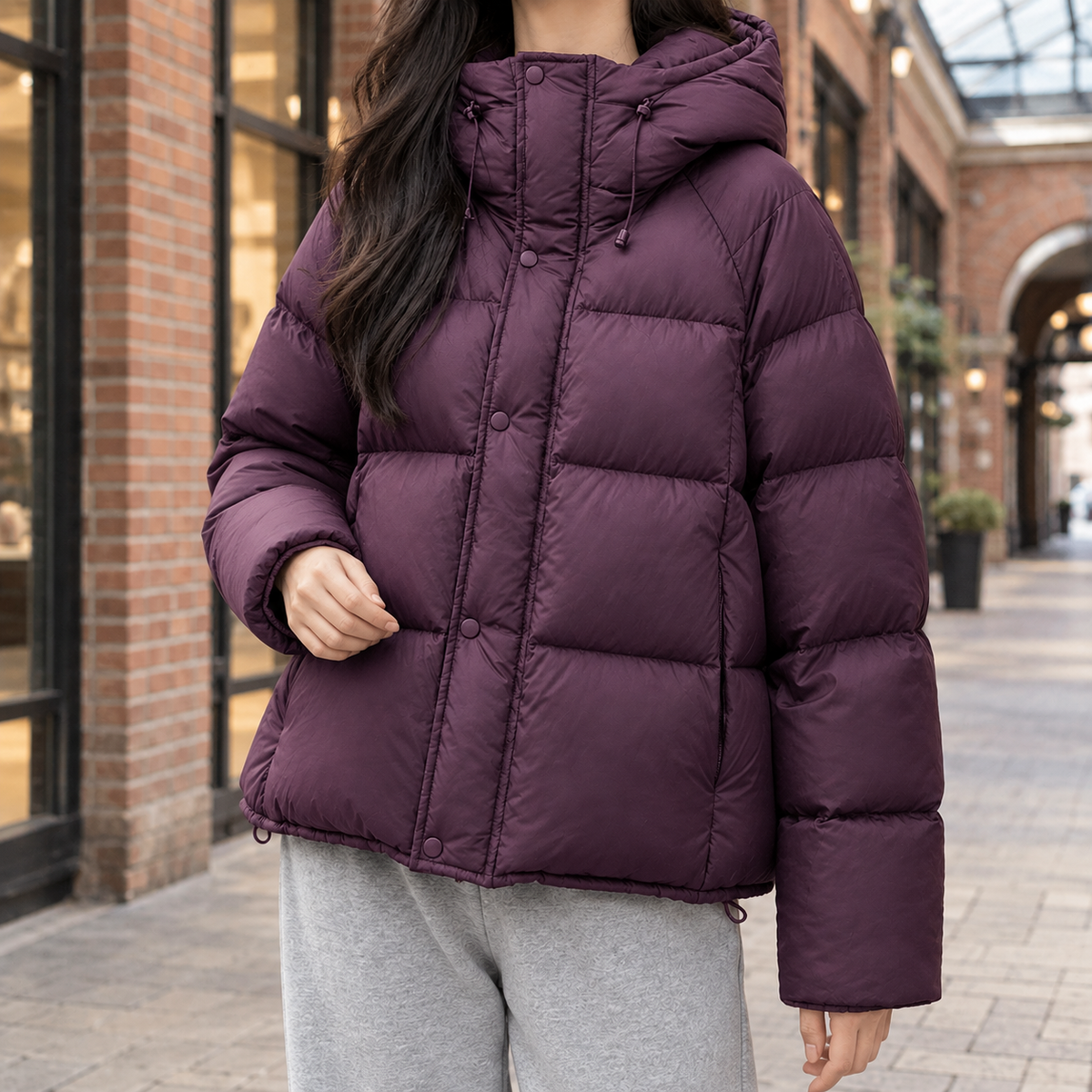 Damen Steppjacke mit verstellbarer Kapuze