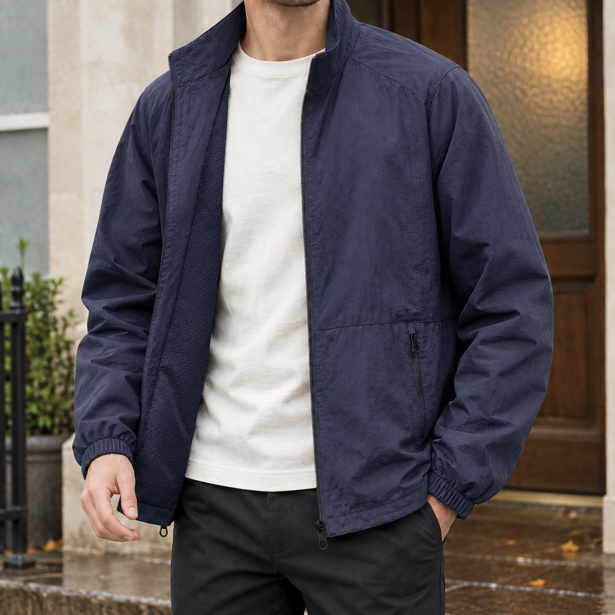 Herren Stehkragenjacke leicht – Regular Fit, Freizeit