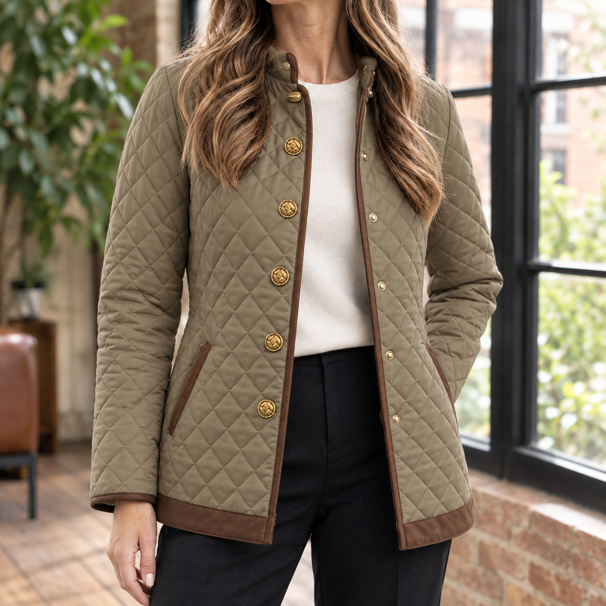 Damen Steppjacke mit Rautensteppung – Slim Fit