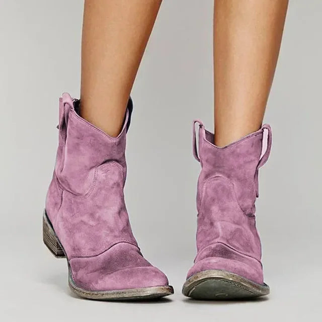 Damen Western-Stiefeletten in Lederoptik mit spitzer Zehenform