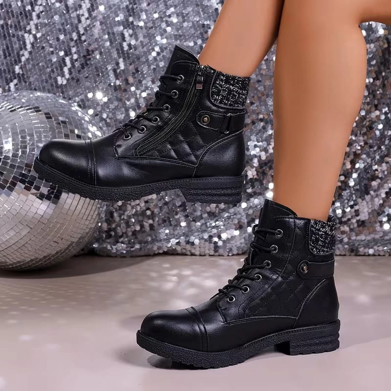 Damen Stiefeletten mit Seitenreißverschluss und Blockabsatz