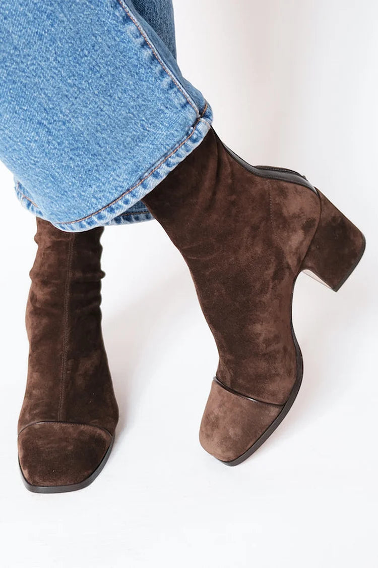 Damen Stiefeletten mit eckiger Zehenform und Seitenreißverschluss