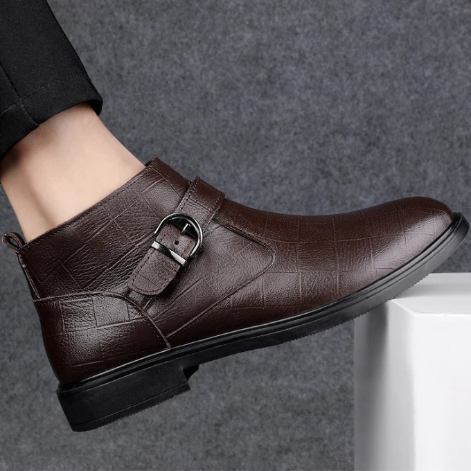 Herren Stiefel mit Reißverschluss und Schnalle