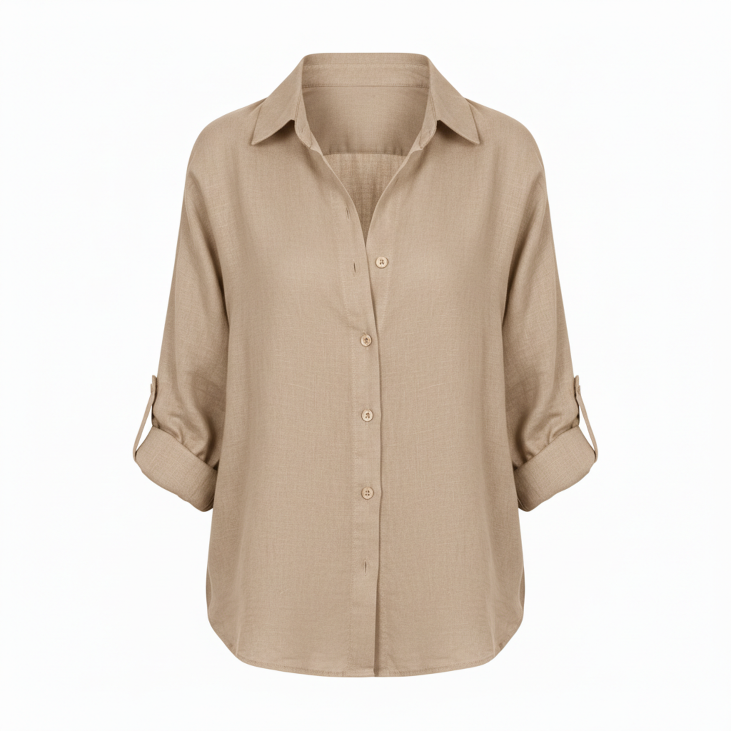 Bluse Damen Lässig Weit 3/4-Ärmel Schlitzkragen Casual