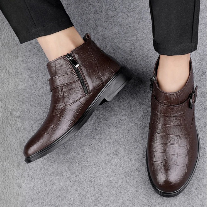 Herren Stiefel mit Reißverschluss und Schnalle