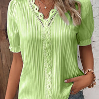 Damen Bluse Regular Fit Casual V-Ausschnitt Elegant