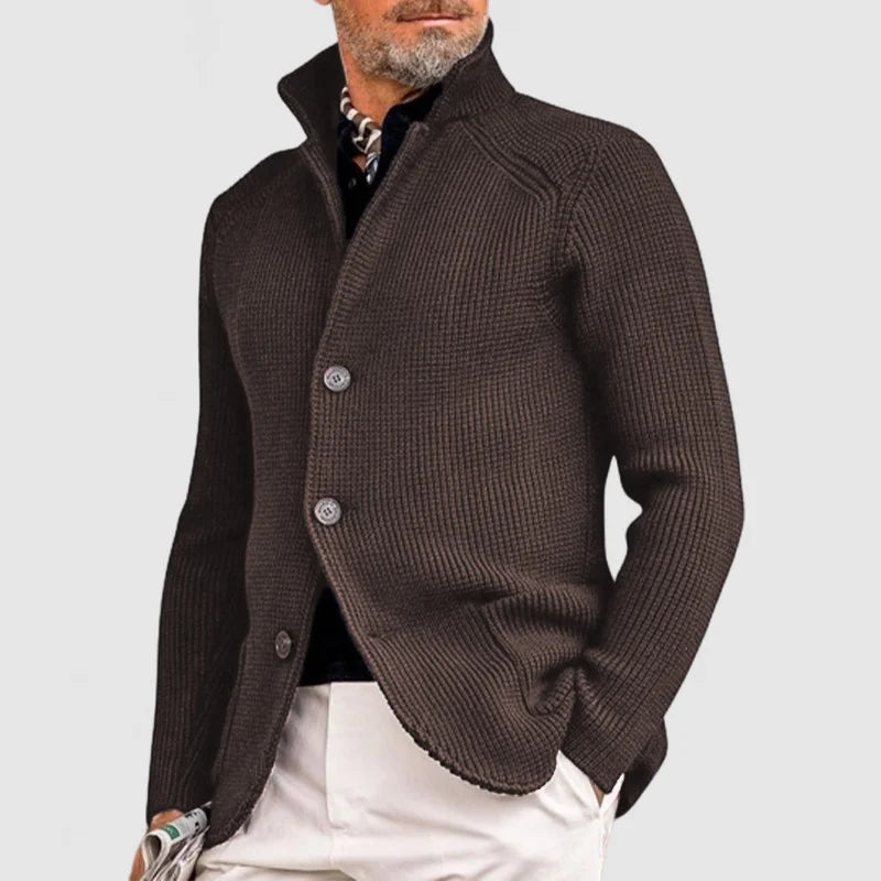 Herren Strickjacke mit Rippstruktur und Schalkragen