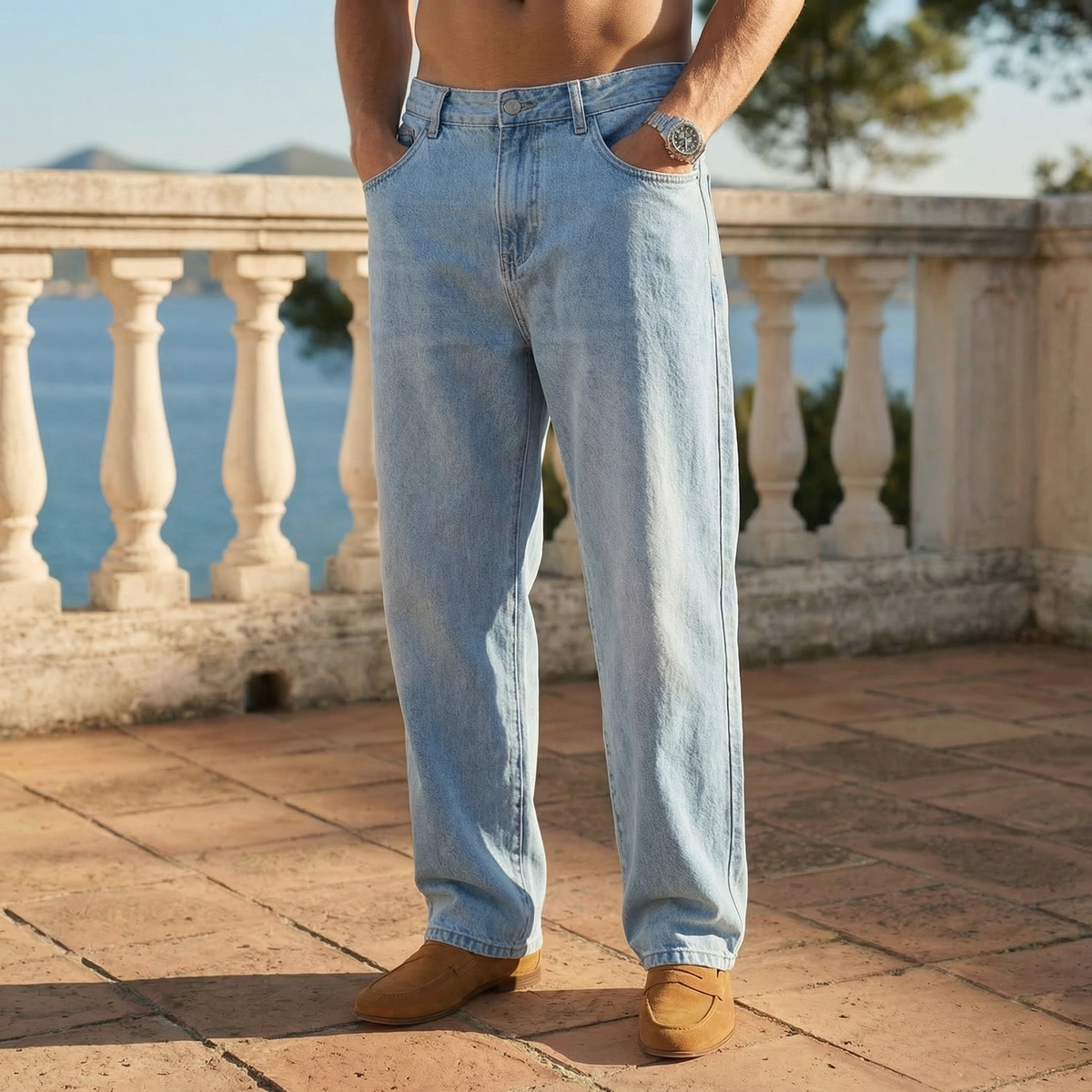 Clyde Denim-Jeans Relaxed Fit mit geradem Bein
