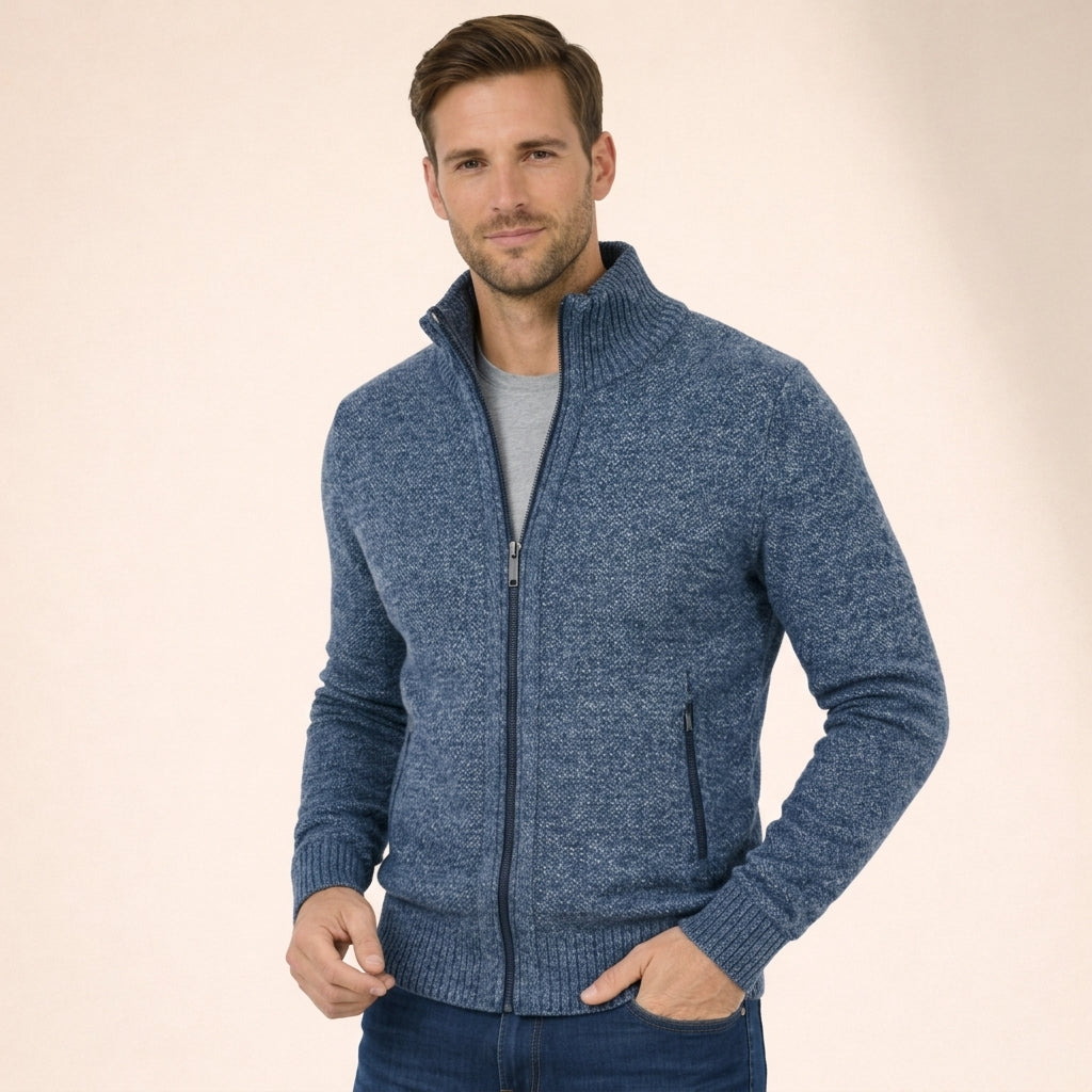 Herren Pullover mit durchgehendem Reißverschluss