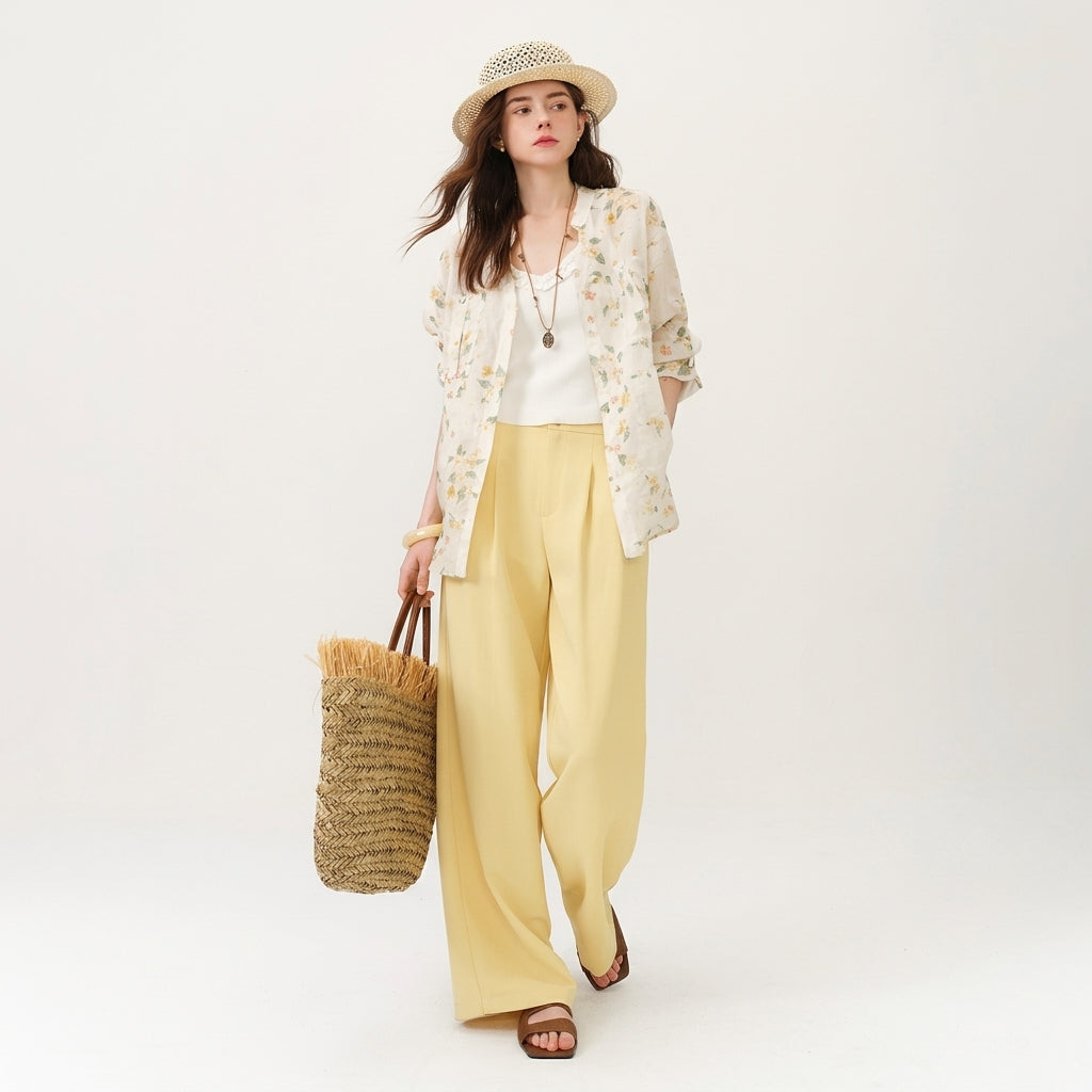 Damen Hose mit hoher Taille in fließender Passform