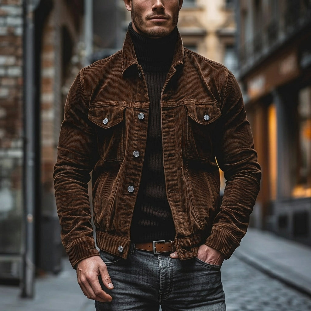 Herren Jacke mit Kentkragen und gestreiftem Muster