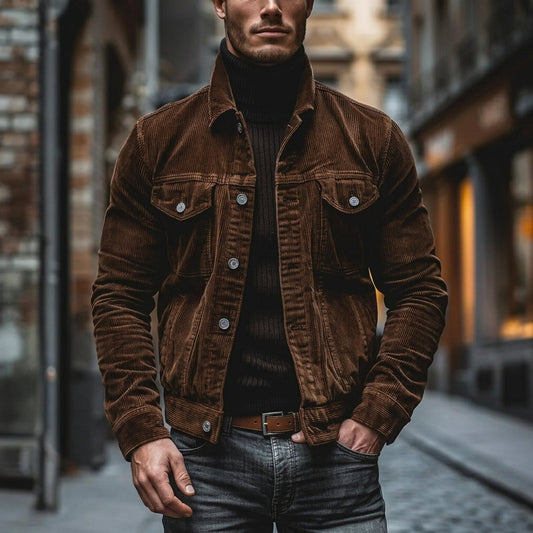 Herren Jacke mit Kentkragen und gestreiftem Muster