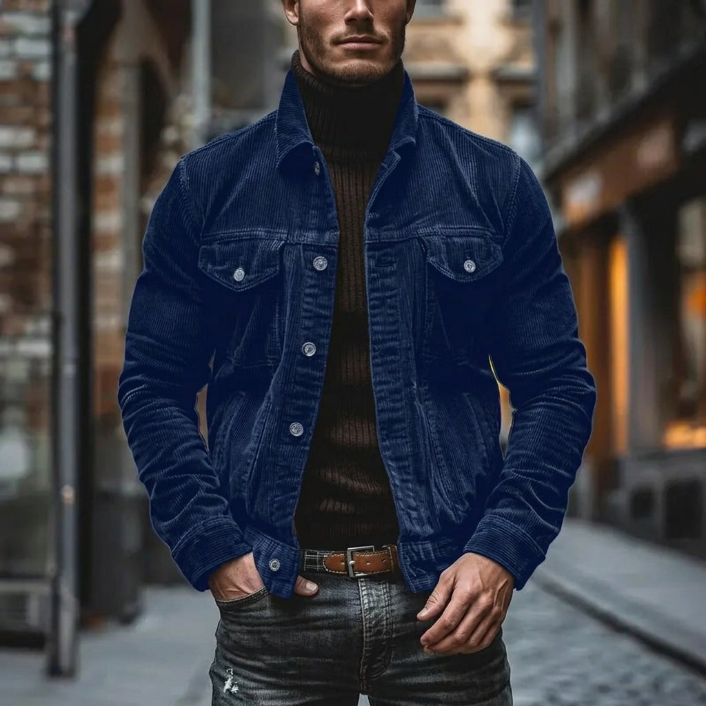 Herren Jacke mit Kentkragen und gestreiftem Muster