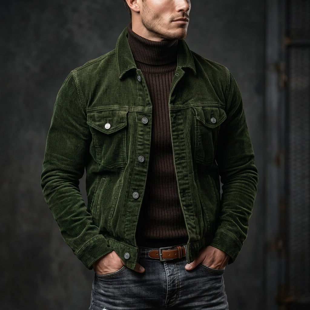 Herren Jacke mit Kentkragen und gestreiftem Muster