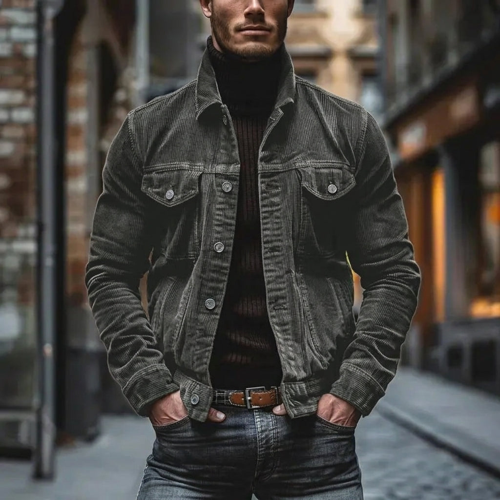 Herren Jacke mit Kentkragen und gestreiftem Muster