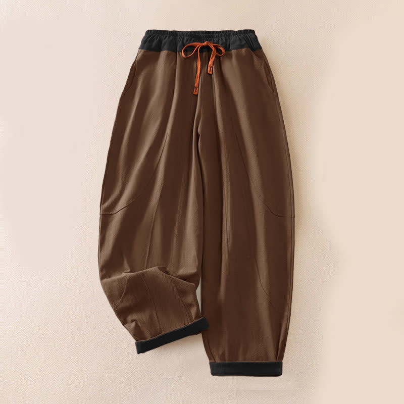 Damen Haremshose Relaxed Fit Freizeit mit Thermo-Fleece und Taschen
