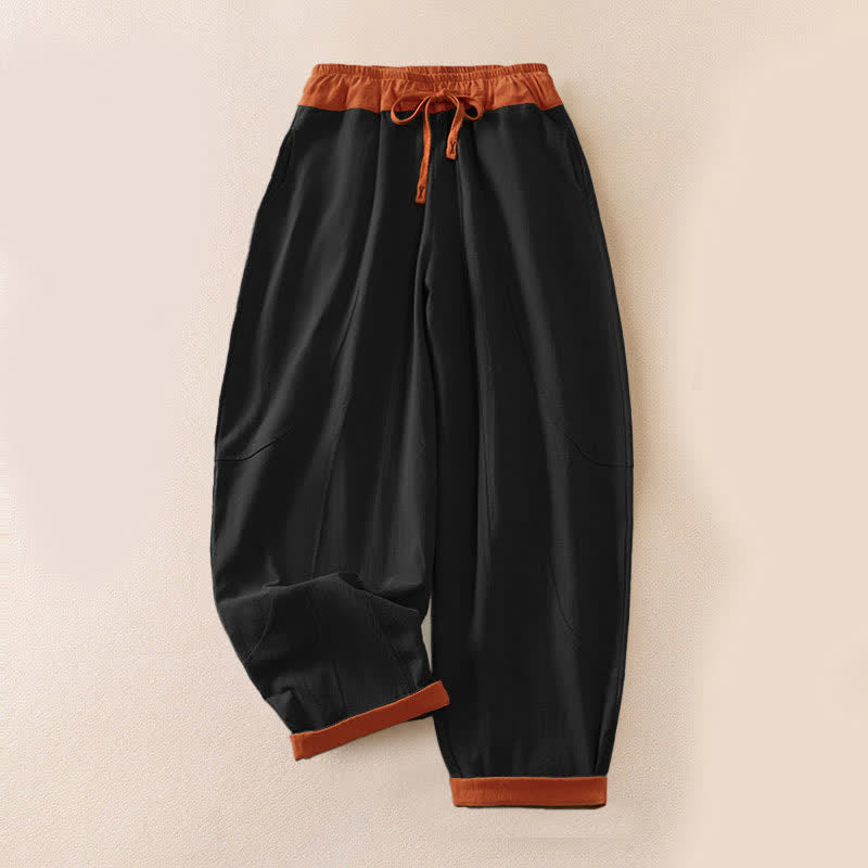 Damen Haremshose Relaxed Fit Freizeit mit Thermo-Fleece und Taschen