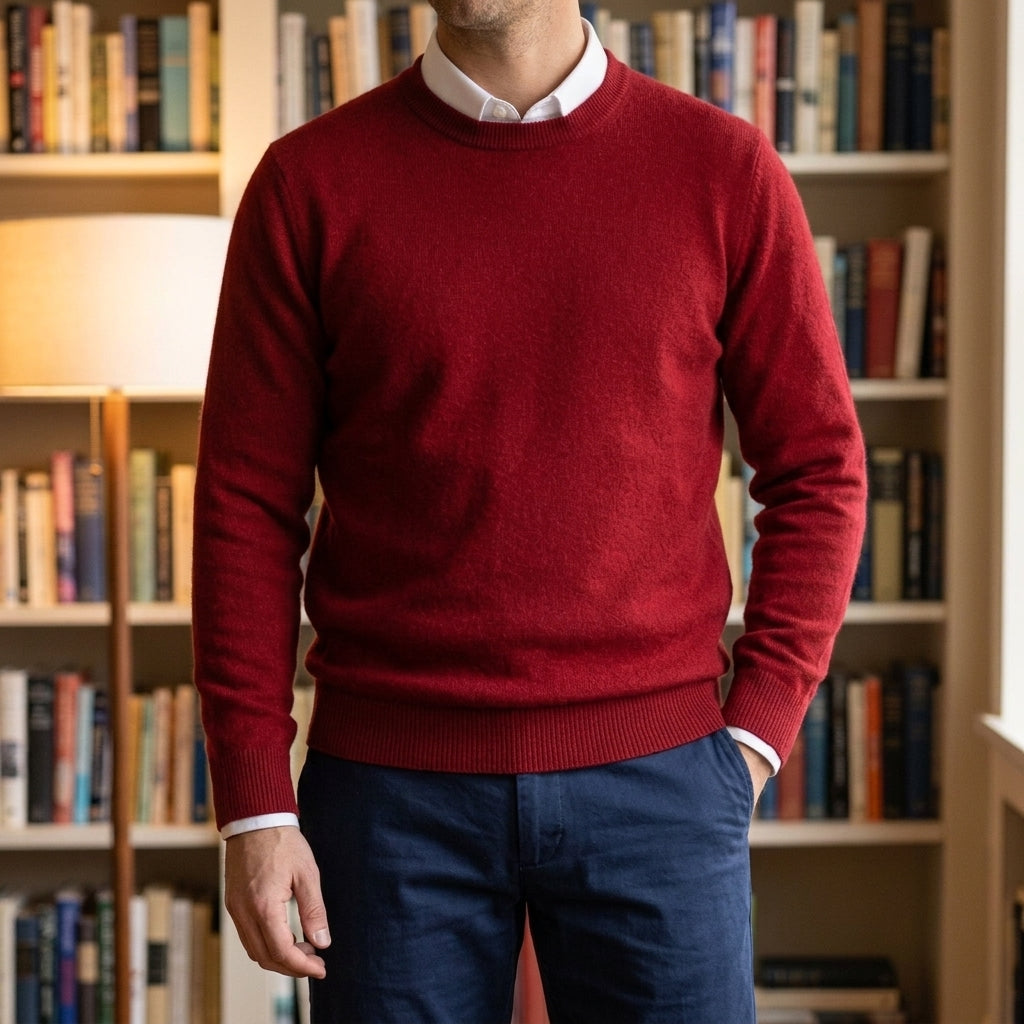 Herren Pullover mit Rippdetails in entspannter Passform