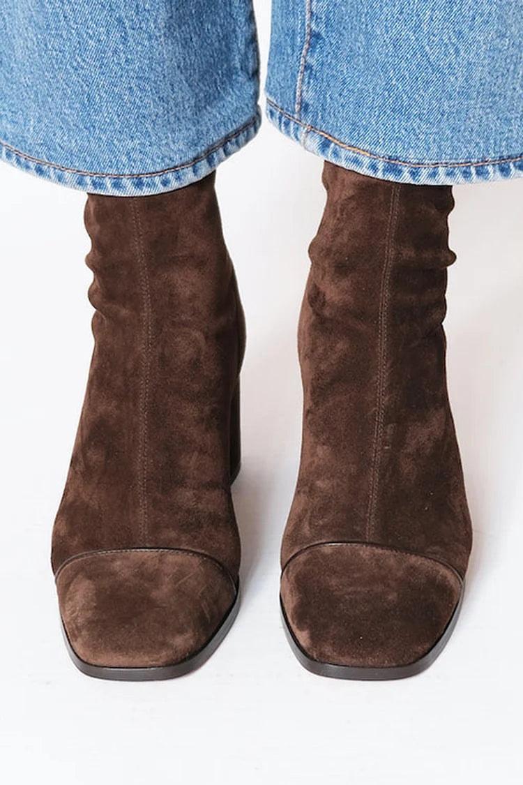 Damen Stiefeletten mit eckiger Zehenform und Seitenreißverschluss