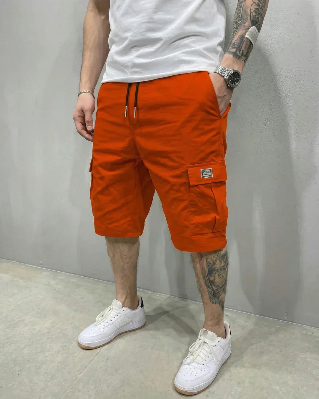 Cargo-Shorts Herren Lässig Freizeit Kordelzugbund Große Taschen