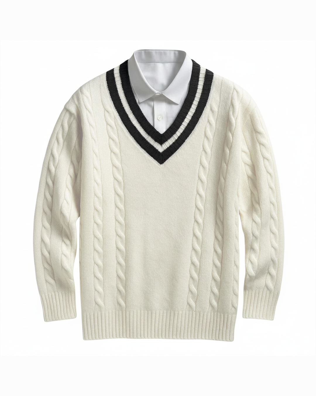 Herren Pullover mit V-Ausschnitt und Zopfmuster