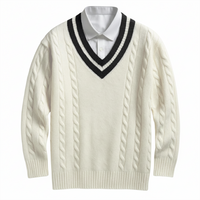 Herren Pullover mit V-Ausschnitt und Zopfmuster