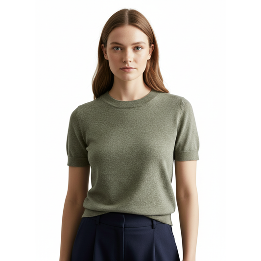 T-Shirt Damen Slim Fit Casual Rundhals Kurzarm