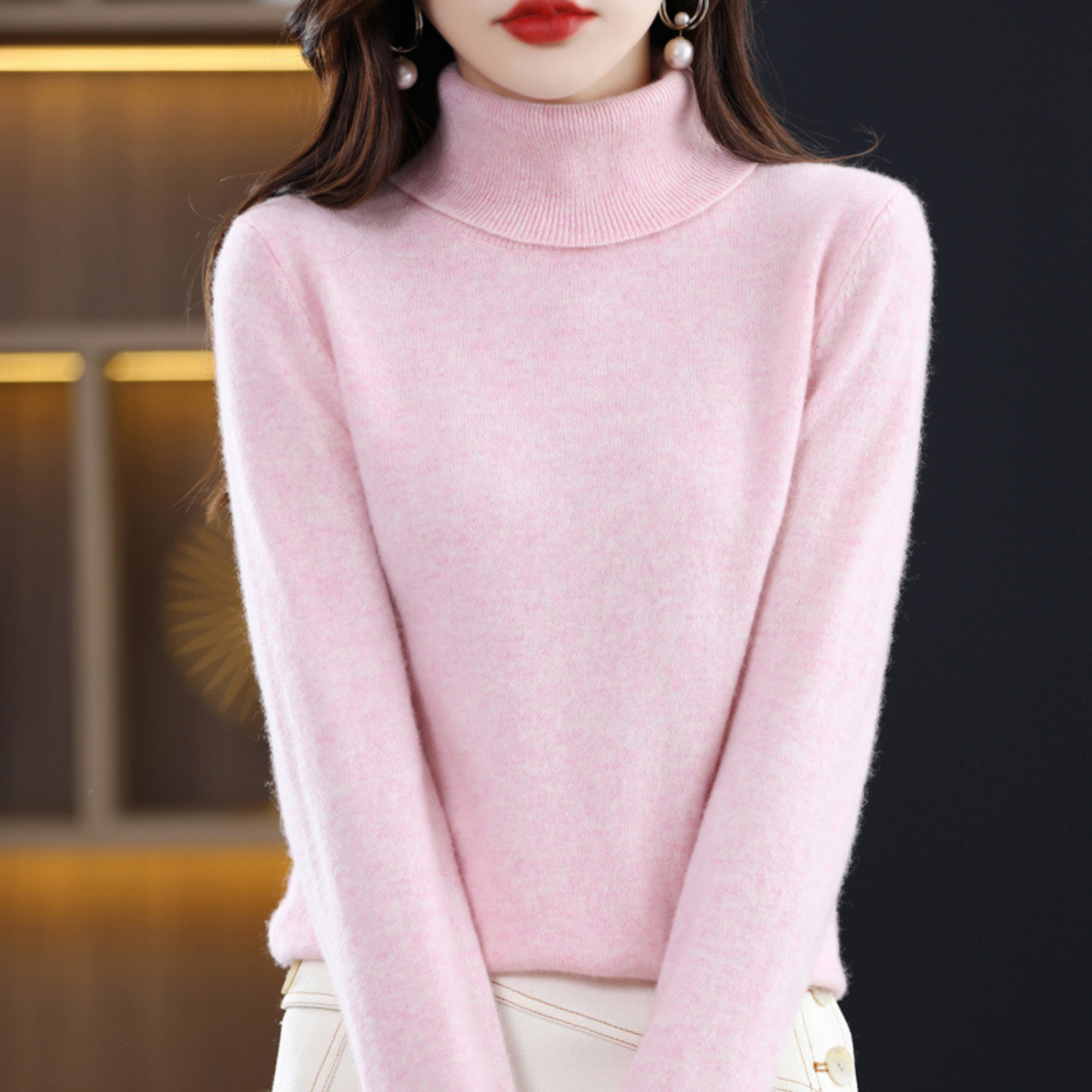 Damen Rollkragenpullover in schmaler Passform