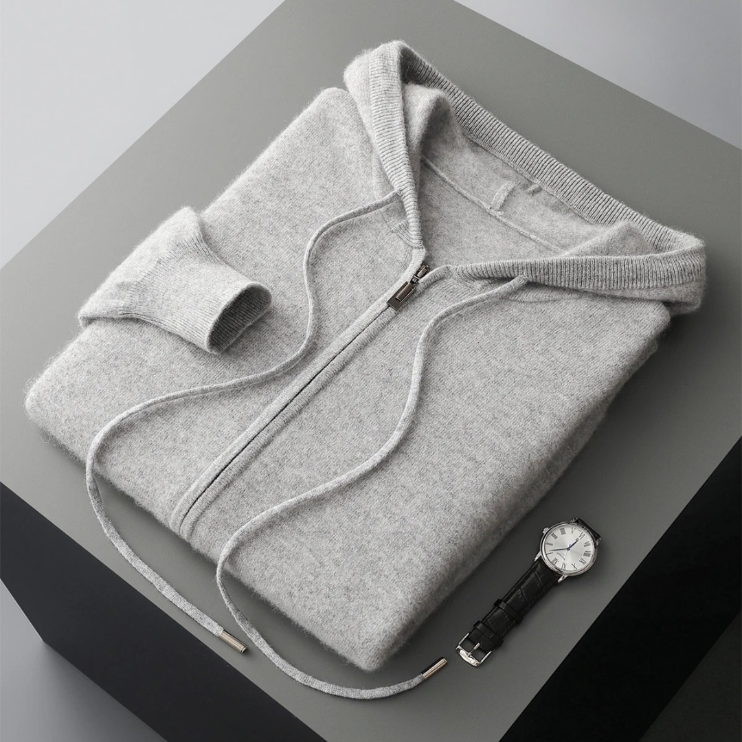 Herren Zip-Hoodie mit strukturierter Kapuze