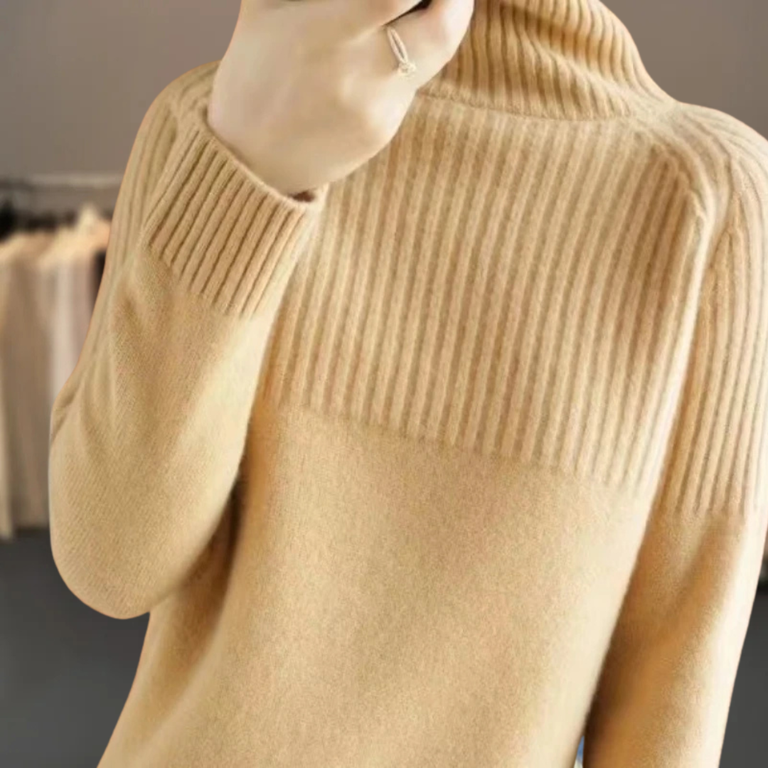 Damen Rollkragenpullover mit Rippstruktur