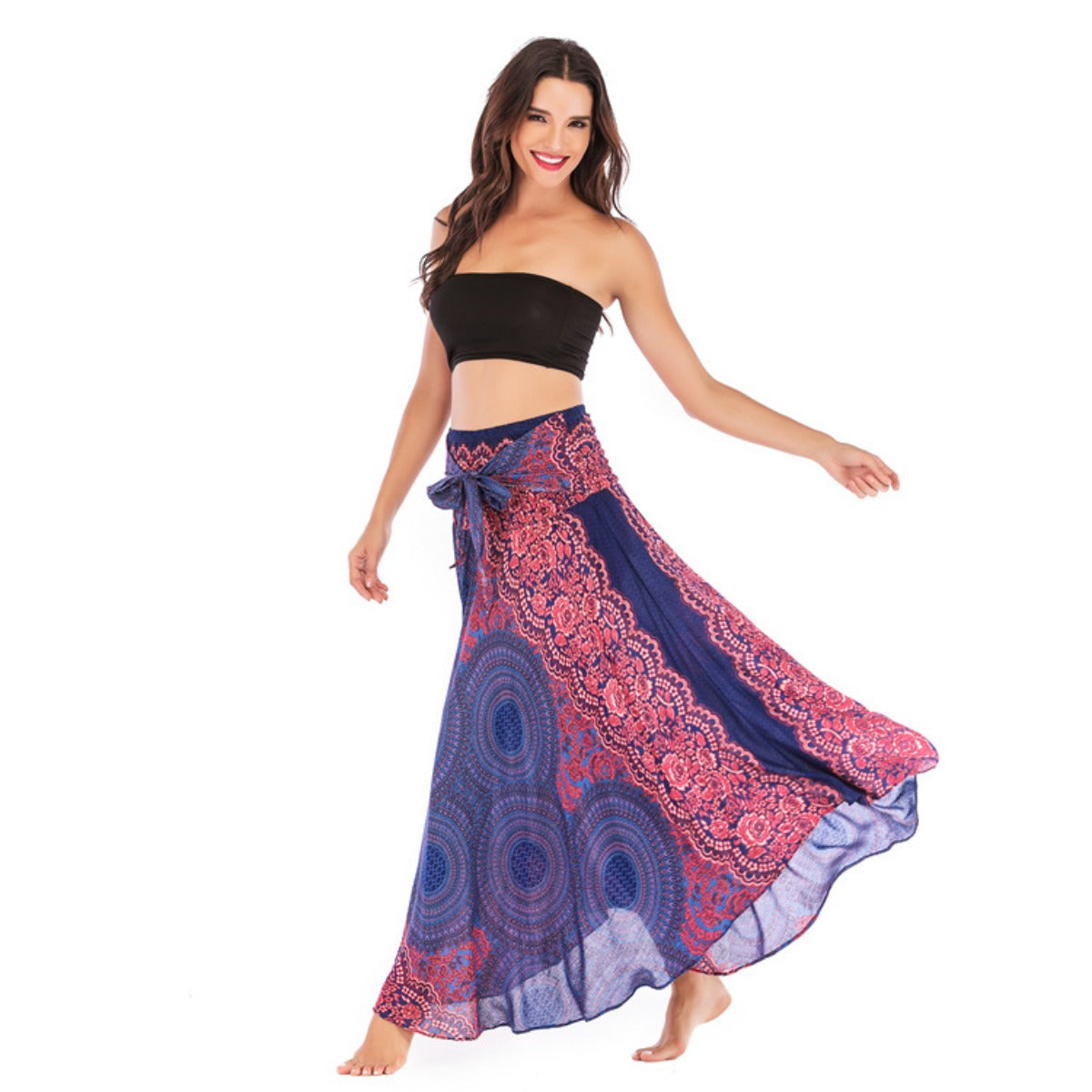 Strandkleid Damen Vintage Langer Rock Freizeit