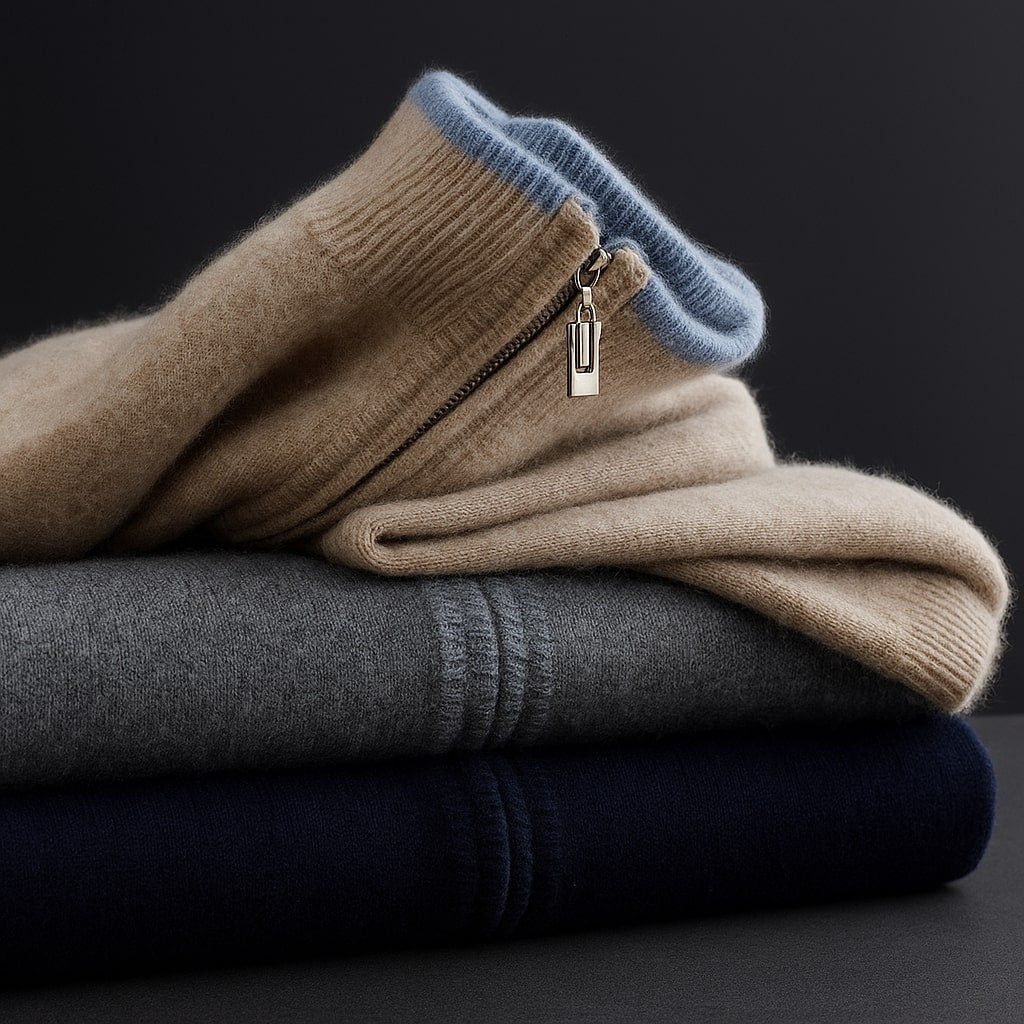 Herren Strickjacke mit Reißverschluss und Rippbund