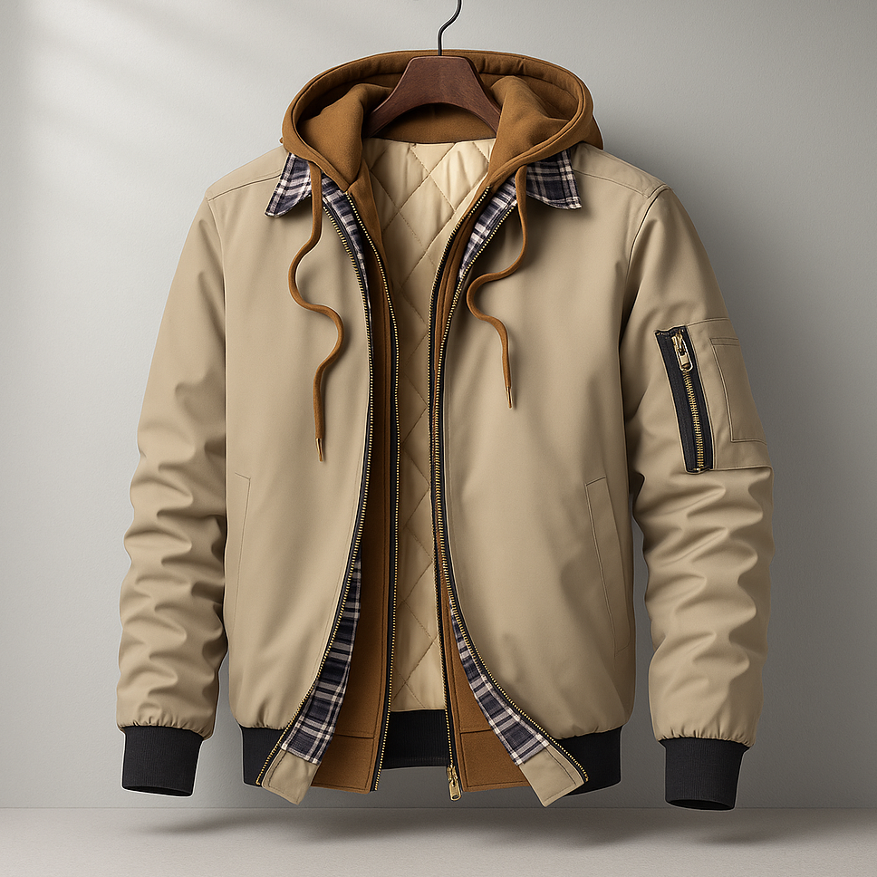 Herren Jacke mit Kapuze und gesteppter Innenseite