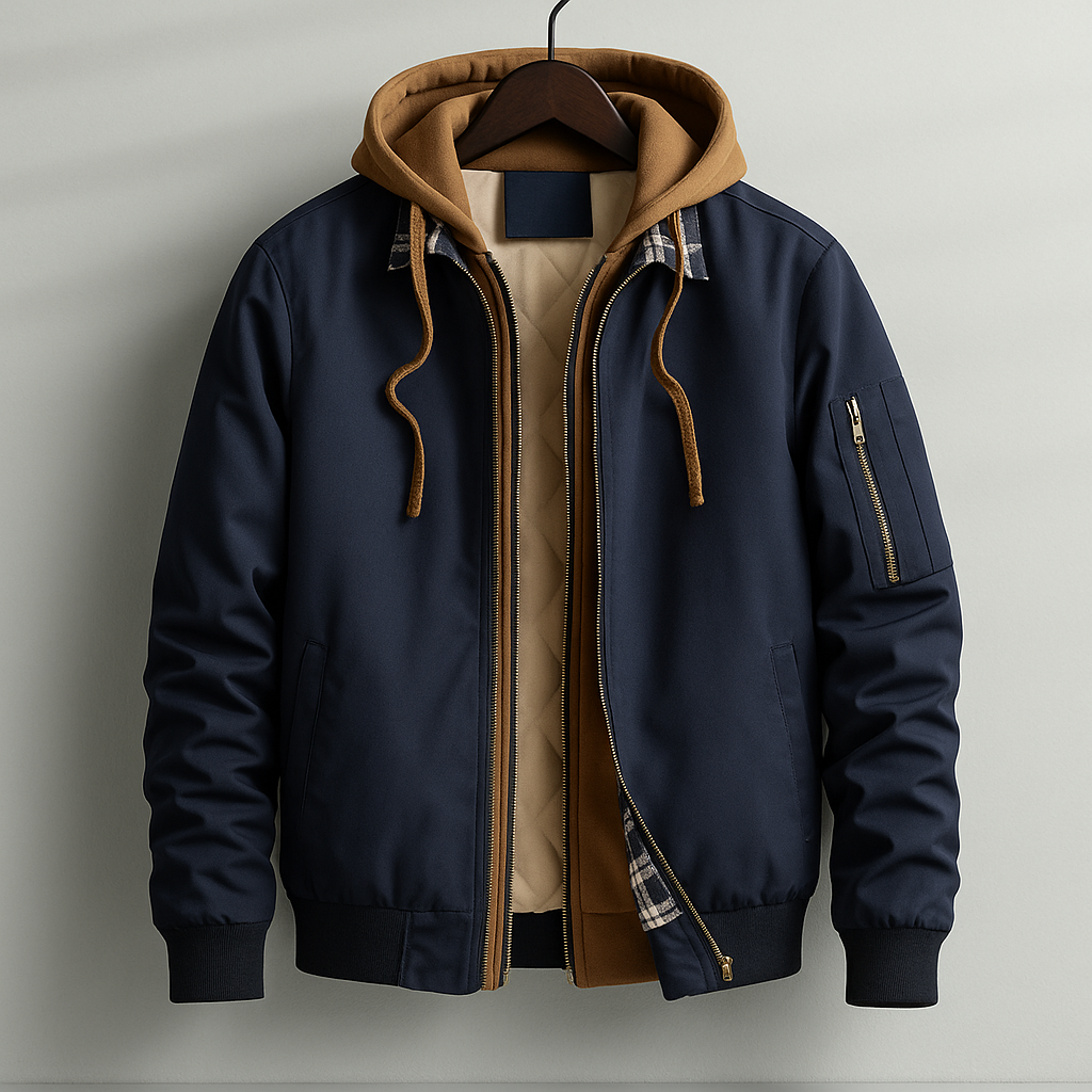 Herren Jacke mit Kapuze und gesteppter Innenseite