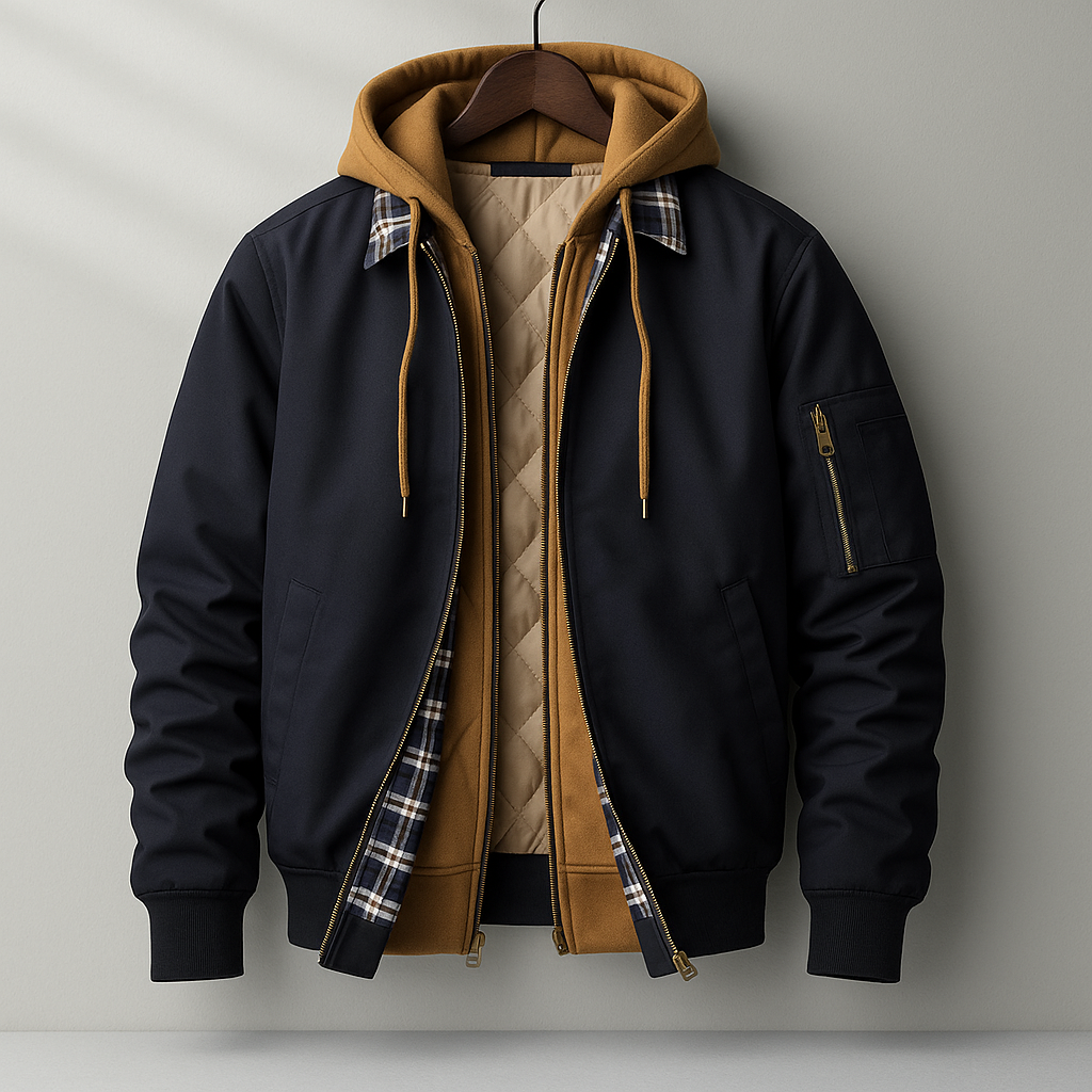 Herren Jacke mit Kapuze und gesteppter Innenseite